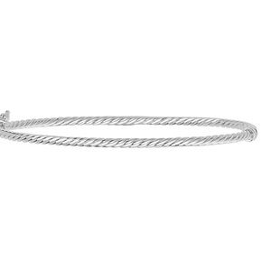 Twisted Tube Chord Bangle 14k White Gold 7.25”